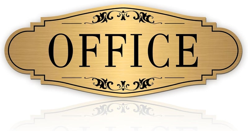 LUHIMO The Office Door Sign for Home and Business，Self-Adhesive Waterproof and Fade-Resistant Brushed Gold Office Sticker for House，Business，Door, Window - Image 1